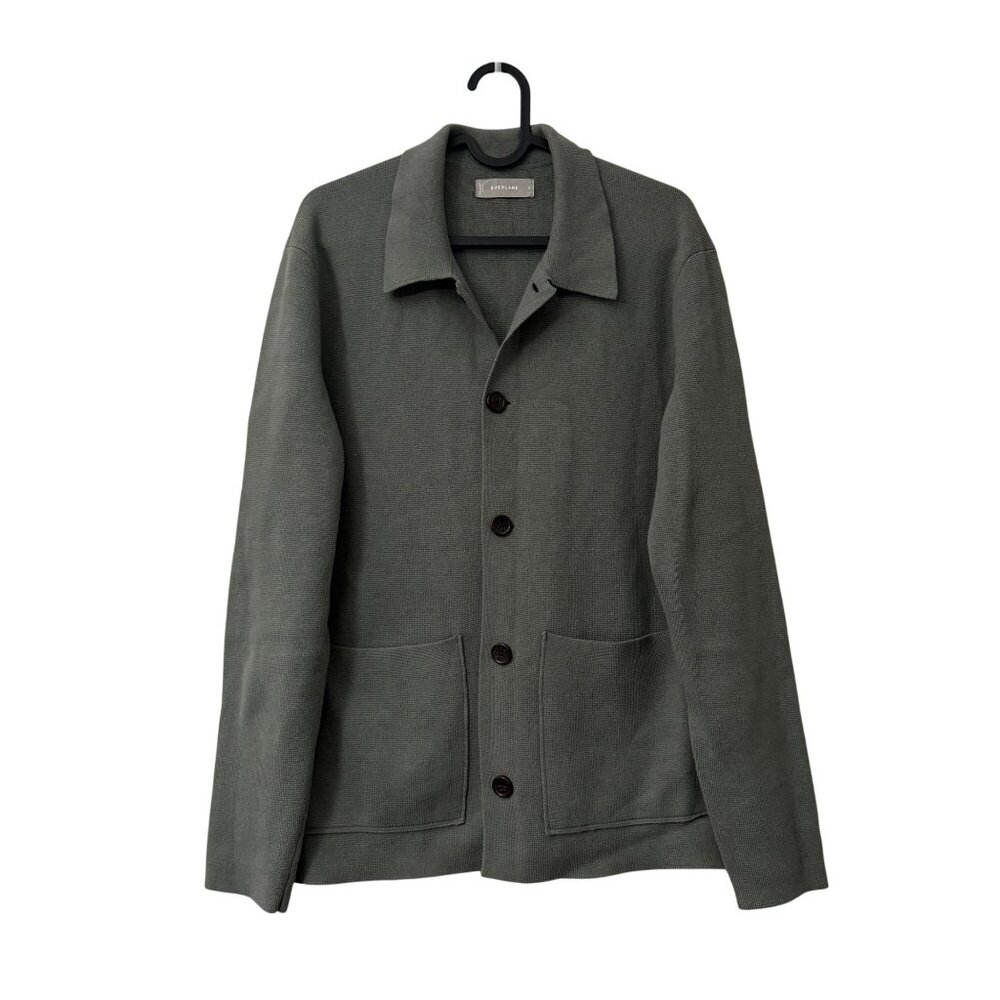 Everlane Sage Green Collared Pockets Knit Sweater Cardigan Mens Size Small